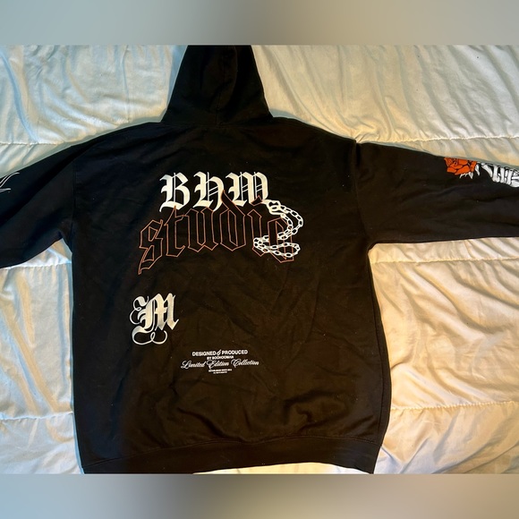 Black puff print graphic hoodie - Picture 2 of 3